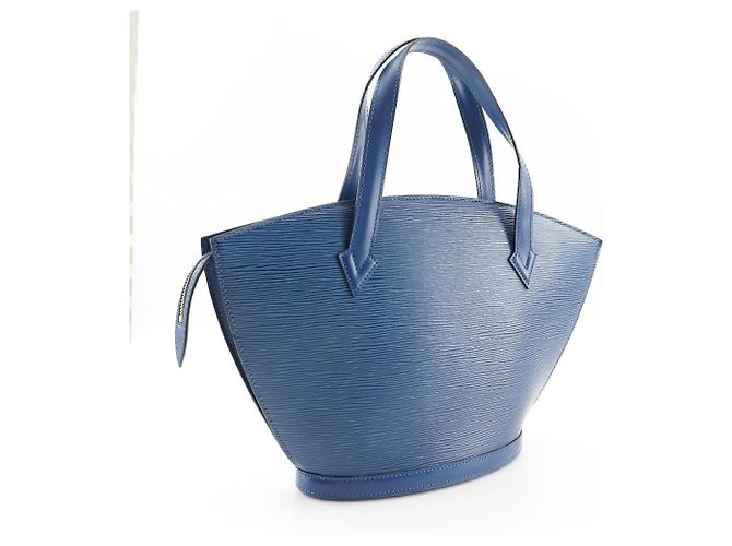 Borsa a mano Louis Vuitton Saint Jacques in pelle Epi Blu - vista 3