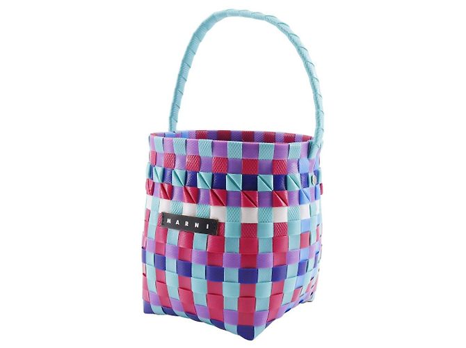 Marni Pod geflochtener Eimer-Handtasche aus Polypropylen Blau Mehrfarben - Ansicht 2