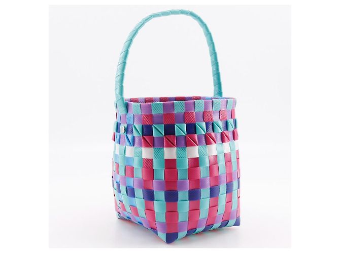 Marni Pod geflochtener Eimer-Handtasche aus Polypropylen Blau Mehrfarben - Ansicht 3