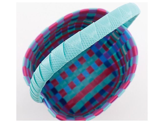 Marni Pod geflochtener Eimer-Handtasche aus Polypropylen Blau Mehrfarben - Ansicht 6