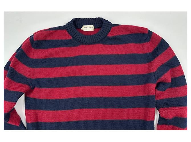 Saint Laurent Wollpullover Rot Blau - Ansicht 2