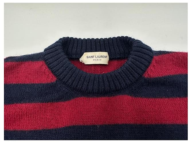 Saint Laurent Wollpullover Rot Blau - Ansicht 4