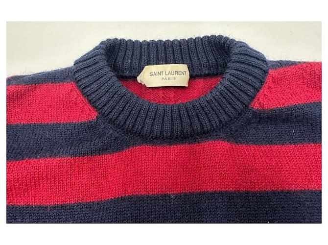 Saint Laurent Wollpullover Rot Blau - Ansicht 5