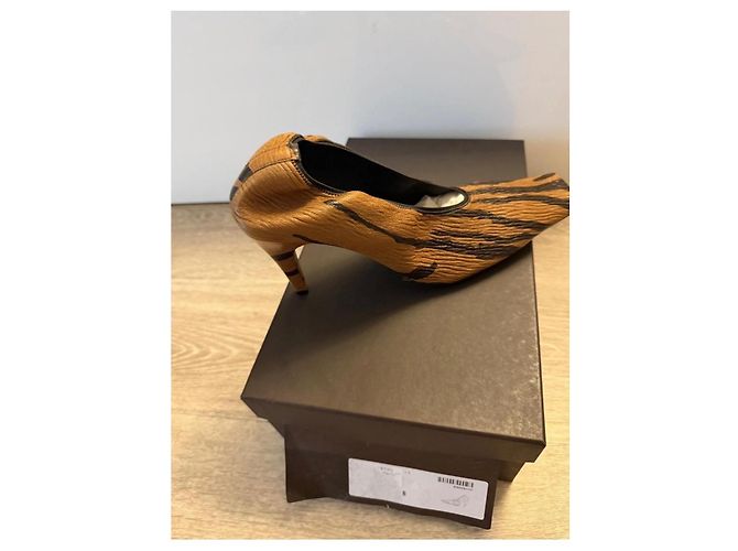 Décolleté Bottega Veneta Zebra in pelle marrone - vista 4