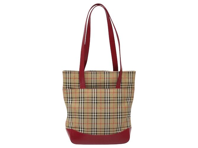 Bolsa Tote em lona e couro com estampa Nova Check da Burberry Vermelho - vista 2