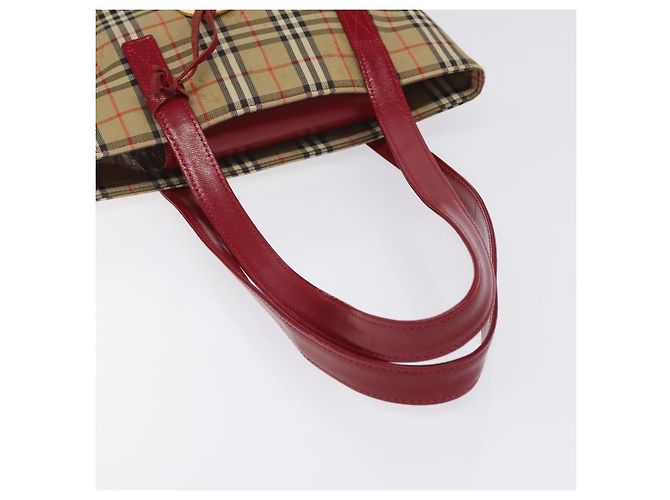 Bolsa Tote em lona e couro com estampa Nova Check da Burberry Vermelho - vista 6