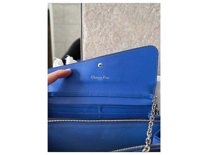 Portafoglio Dior in pelle bicolore Blu Porpora - vista 4