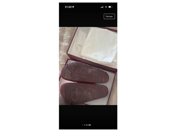 Mule in velluto bordeaux Gucci Bordò - vista 5