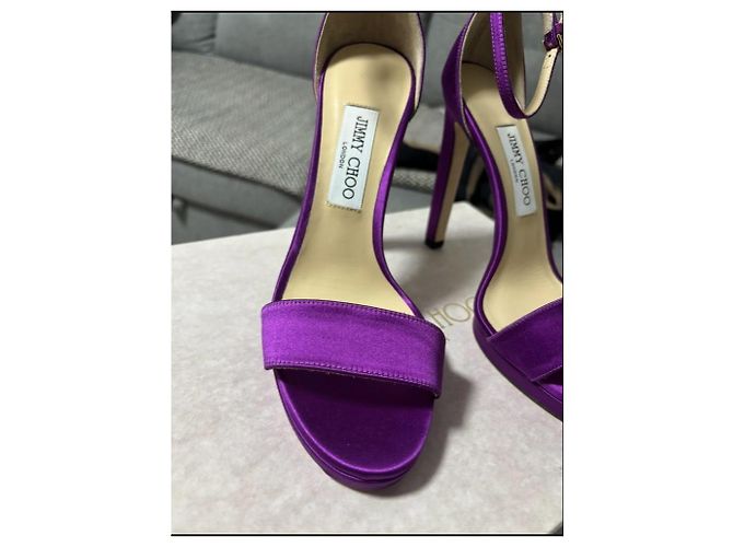 Sandali con tacco Jimmy Choo viola in satin Porpora - vista 4