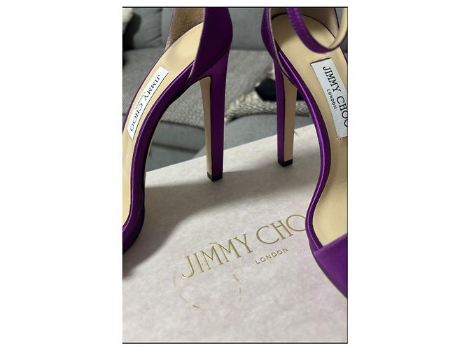 Sandali con tacco Jimmy Choo viola in satin Porpora - vista 5