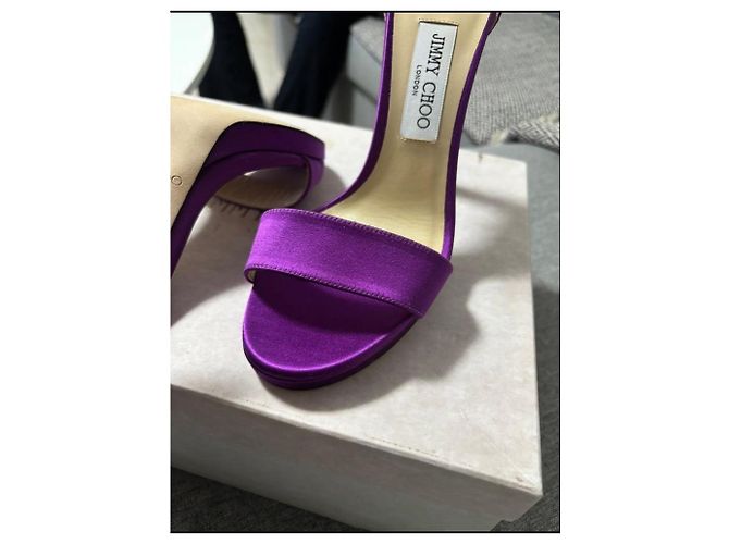 Sandali con tacco Jimmy Choo viola in satin Porpora - vista 8
