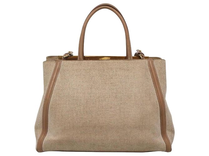 Fendi 2Jours Tasche aus Canvas Medium Beige - Ansicht 2