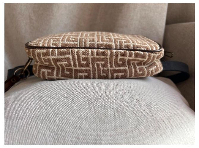 Pochette Vintage Pierre Balmain - Tela Monogramma e Pelle Marrone - vista 11