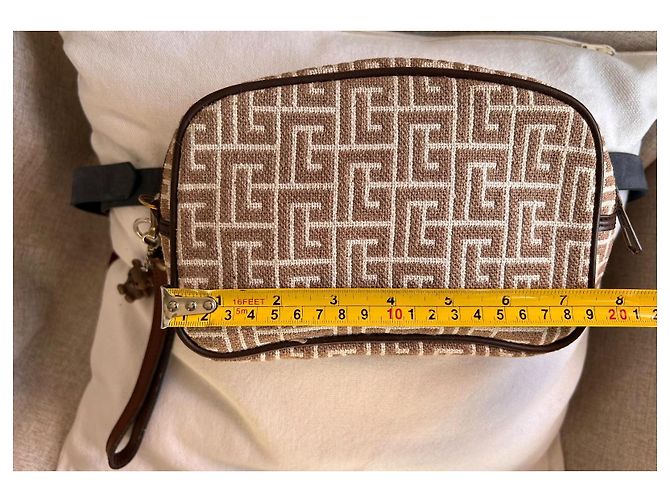 Pochette Vintage Pierre Balmain - Tela Monogramma e Pelle Marrone - vista 13