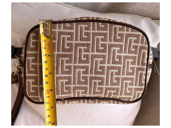 Pochette Vintage Pierre Balmain - Tela Monogramma e Pelle Marrone - vista 14