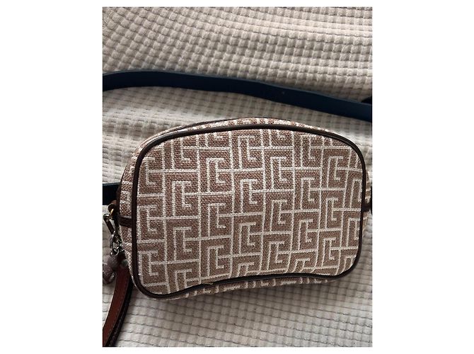 Pochette Vintage Pierre Balmain - Tela Monogramma e Pelle Marrone - vista 19