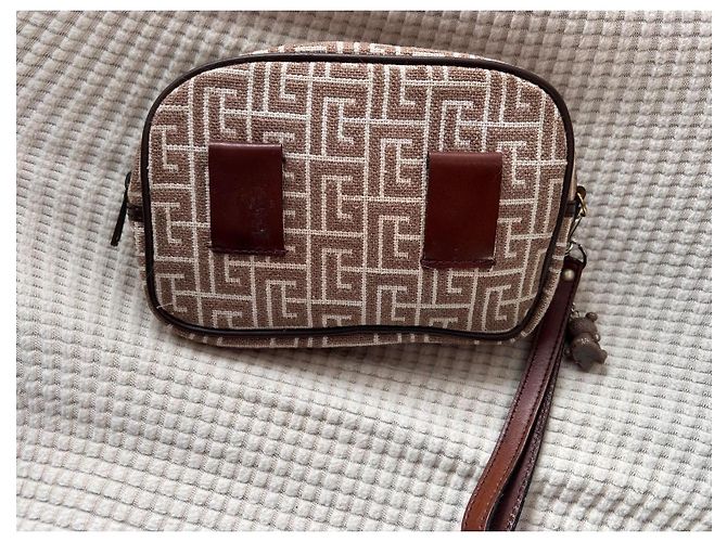 Pochette Vintage Pierre Balmain - Tela Monogramma e Pelle Marrone - vista 20