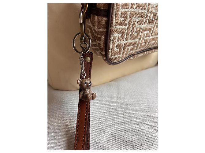 Pochette Vintage Pierre Balmain - Tela Monogramma e Pelle Marrone - vista 5