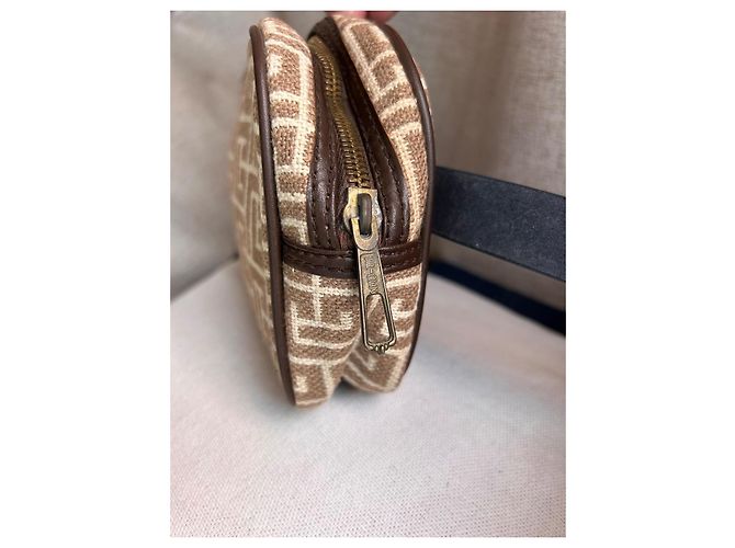 Pochette Vintage Pierre Balmain - Tela Monogramma e Pelle Marrone - vista 6