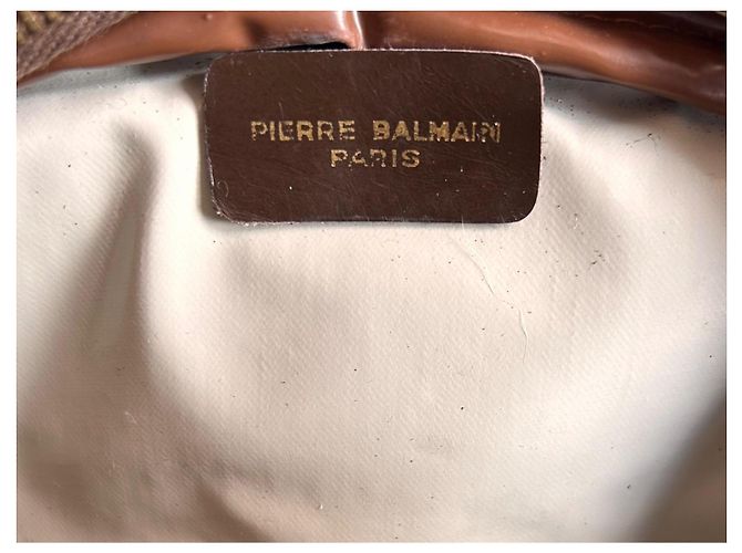 Pochette Vintage Pierre Balmain - Tela Monogramma e Pelle Marrone - vista 9