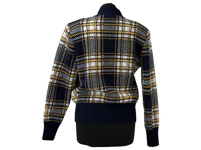 Saint Laurent Cardigan aus Wolle mit Karomuster marineblau - Ansicht 3