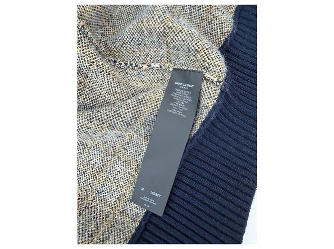 Saint Laurent Cardigan aus Wolle mit Karomuster marineblau - Ansicht 5