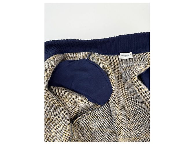 Saint Laurent Cardigan aus Wolle mit Karomuster marineblau - Ansicht 7
