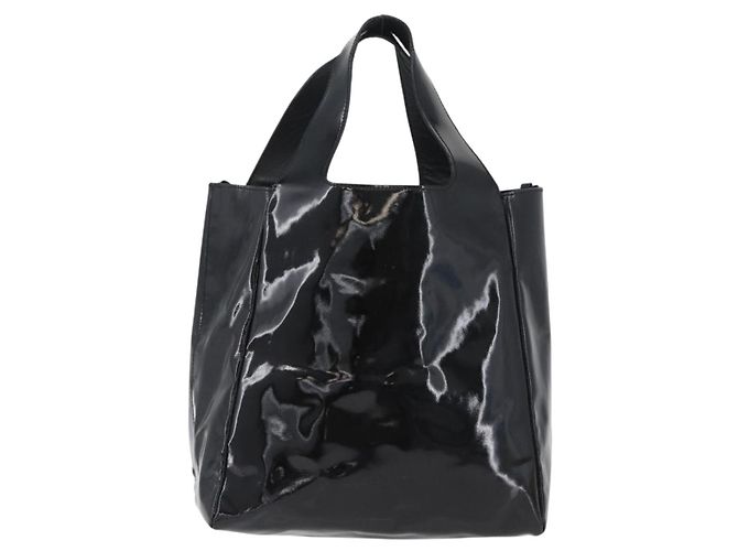 Borsa a mano PRADA in pelle verniciata nera argento Auth bs33735 Nero - vista 13