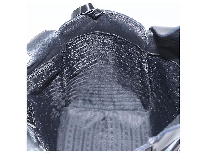 Borsa a mano PRADA in pelle verniciata nera argento Auth bs33735 Nero - vista 18