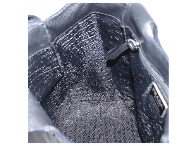 Borsa a mano PRADA in pelle verniciata nera argento Auth bs33735 Nero - vista 19