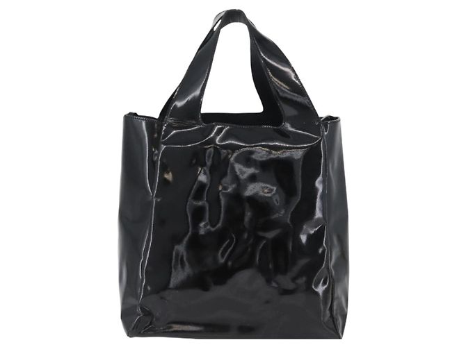 Borsa a mano PRADA in pelle verniciata nera argento Auth bs33735 Nero - vista 2