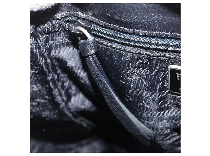 Borsa a mano PRADA in pelle verniciata nera argento Auth bs33735 Nero - vista 20