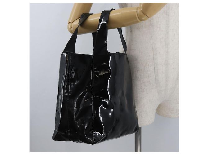 Borsa a mano PRADA in pelle verniciata nera argento Auth bs33735 Nero - vista 22