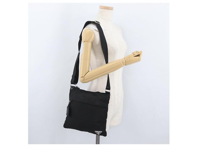 Borsa a Spalla PRADA in Nylon Nero Argento Autentica bs33911 - vista 25