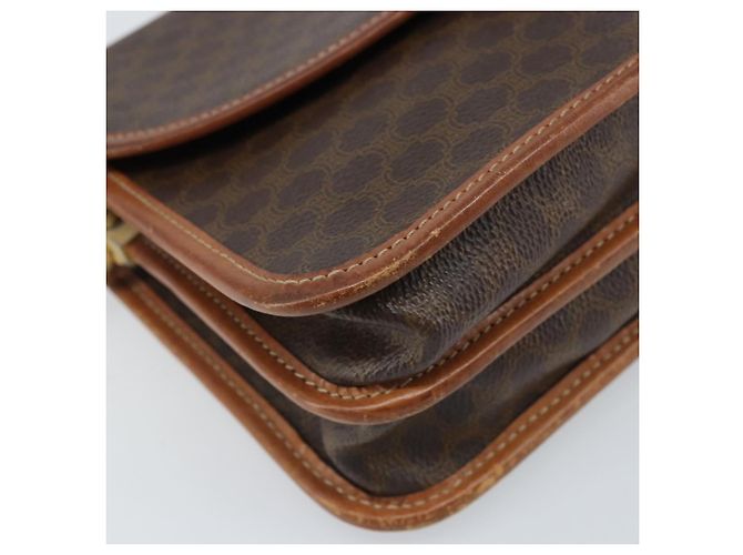 Céline Borsa a Spalla in Tela Macadam CELINE in Pelle PVC Marrone Oro Auth ka3071 D'oro - vista 15
