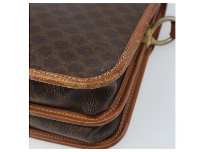 Céline Borsa a Spalla in Tela Macadam CELINE in Pelle PVC Marrone Oro Auth ka3071 D'oro - vista 16