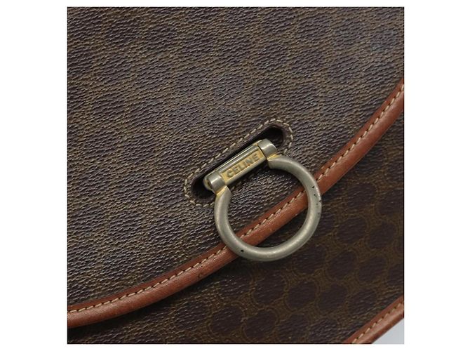 Céline Borsa a Spalla in Tela Macadam CELINE in Pelle PVC Marrone Oro Auth ka3071 D'oro - vista 18