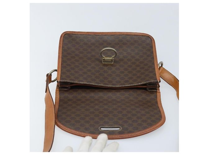 Céline Borsa a Spalla in Tela Macadam CELINE in Pelle PVC Marrone Oro Auth ka3071 D'oro - vista 19