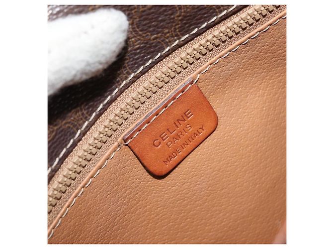 Céline Borsa a Spalla in Tela Macadam CELINE in Pelle PVC Marrone Oro Auth ka3071 D'oro - vista 20