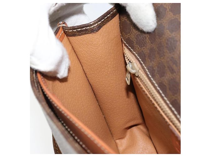 Céline Borsa a Spalla in Tela Macadam CELINE in Pelle PVC Marrone Oro Auth ka3071 D'oro - vista 22