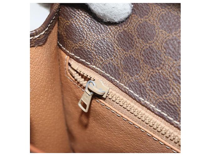 Céline Borsa a Spalla in Tela Macadam CELINE in Pelle PVC Marrone Oro Auth ka3071 D'oro - vista 23