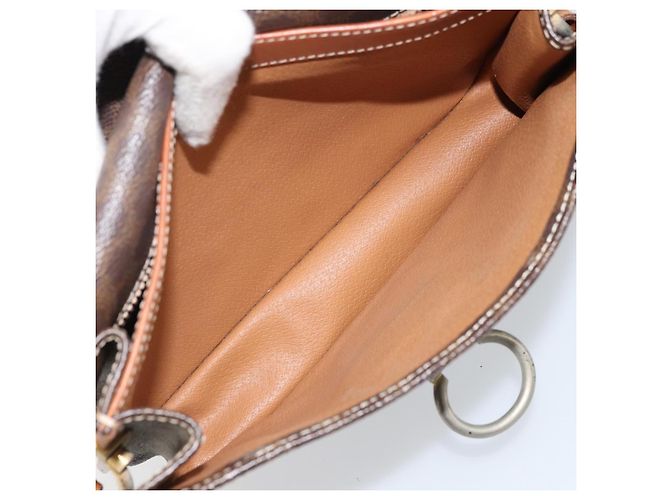 Céline Borsa a Spalla in Tela Macadam CELINE in Pelle PVC Marrone Oro Auth ka3071 D'oro - vista 24