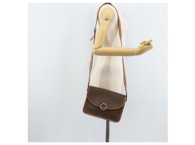 Céline Borsa a Spalla in Tela Macadam CELINE in Pelle PVC Marrone Oro Auth ka3071 D'oro - vista 25