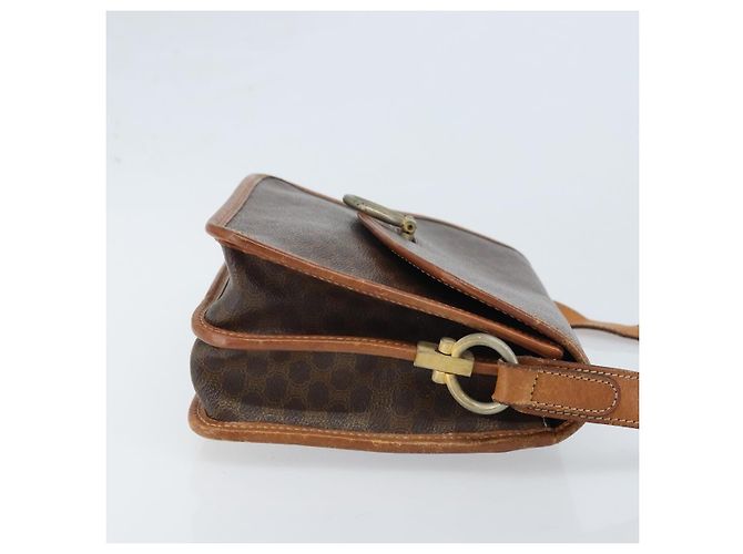 Céline Borsa a Spalla in Tela Macadam CELINE in Pelle PVC Marrone Oro Auth ka3071 D'oro - vista 3