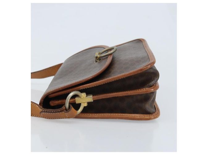 Céline Borsa a Spalla in Tela Macadam CELINE in Pelle PVC Marrone Oro Auth ka3071 D'oro - vista 4