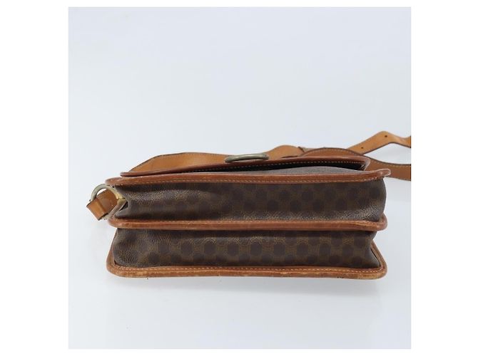 Céline Borsa a Spalla in Tela Macadam CELINE in Pelle PVC Marrone Oro Auth ka3071 D'oro - vista 5