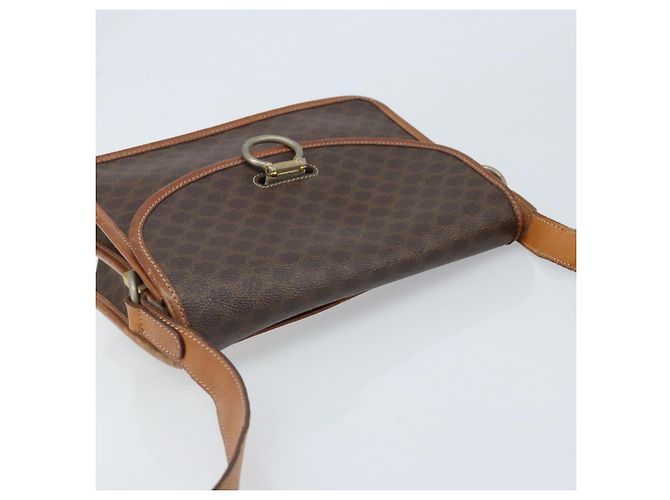 Céline Borsa a Spalla in Tela Macadam CELINE in Pelle PVC Marrone Oro Auth ka3071 D'oro - vista 6