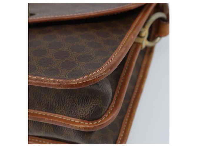 Céline Borsa a Spalla in Tela Macadam CELINE in Pelle PVC Marrone Oro Auth ka3071 D'oro - vista 8