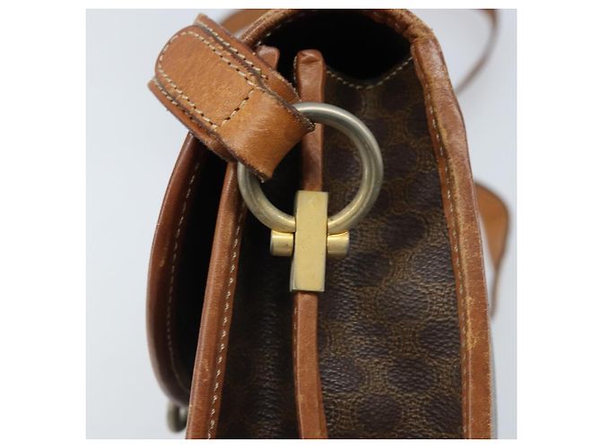Céline Borsa a Spalla in Tela Macadam CELINE in Pelle PVC Marrone Oro Auth ka3071 D'oro - vista 9