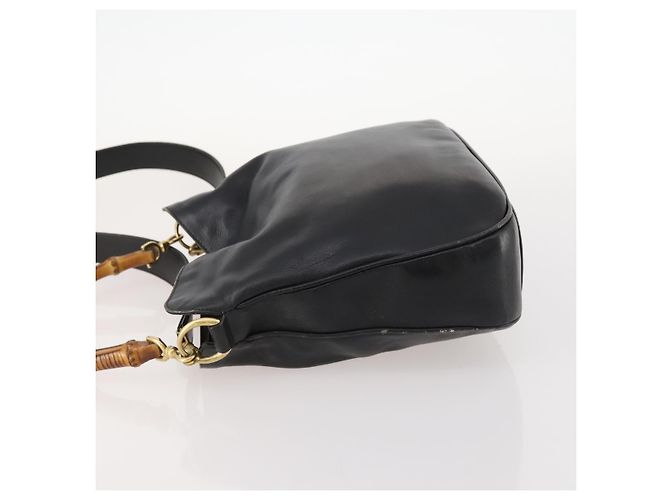 Borsa a mano in pelle Gucci Bamboo 2 in 1 Nero Oro Auth 172300 D'oro - vista 4